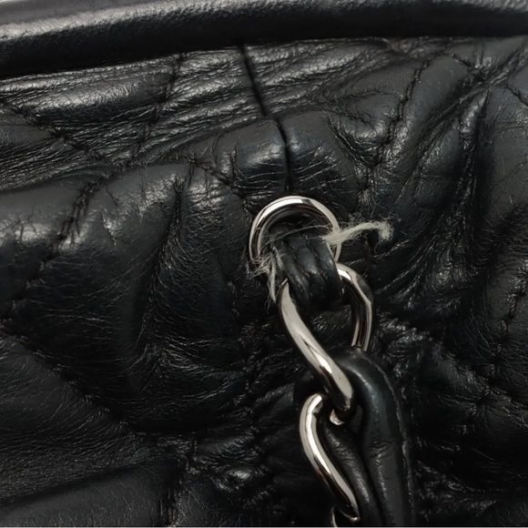 Chanel Lambskin Quilted Sharpei Frame Tote Black Silver Hardware - Picture 12 of 12